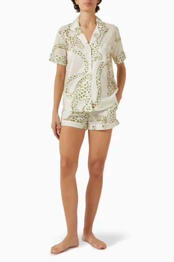Jag-print Short Pyjama Set in Cotton