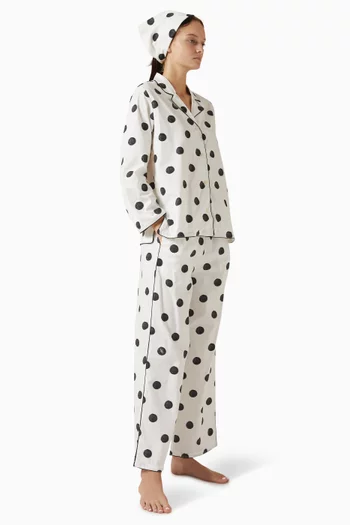Polka-dot Long Pyjama Set in Stretch-cotton
