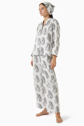 Tiger-print Long Pyjama Set in Stretch-cotton