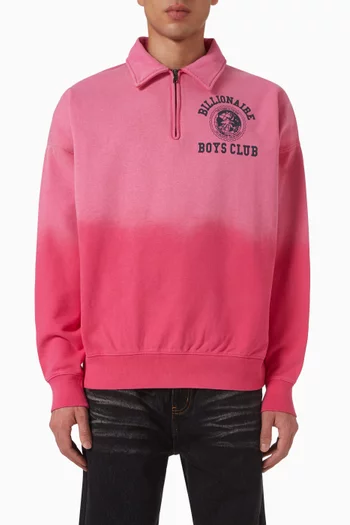 World College Washed Quarter Zip Sweatshirt in Cotton