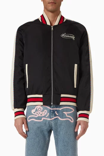 Running Dog Bomber Jacket in Satin