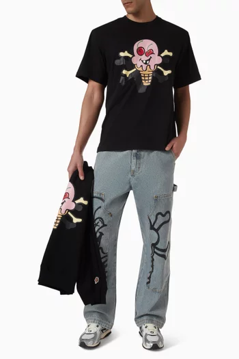 تي شيرت بطبعة آيس كريم وعظام قطن