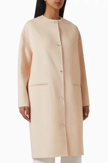 معطف كيري بتصميم بيضاوي ودرابيه صوف وكشمير