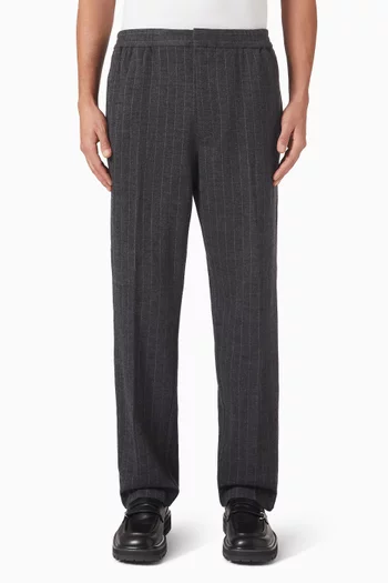 Pinstriped Pants in Cotton & Wool