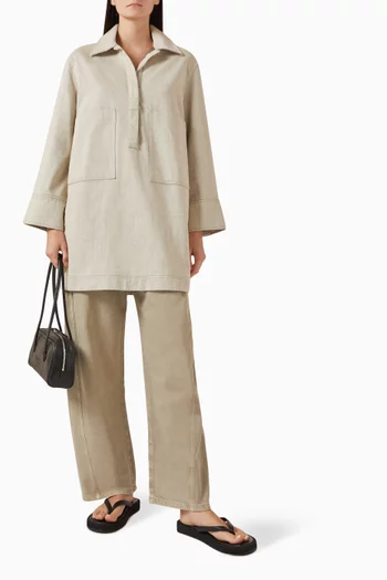 Open-collar Shirt Dress