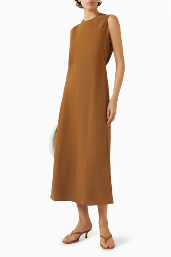 Sleeveless Dress in Linen-blend