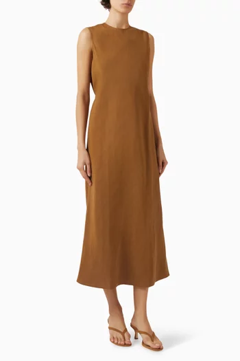 Sleeveless Dress in Linen-blend