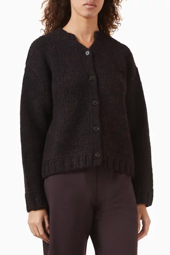 Chunky Cardigan in Flecked Wool