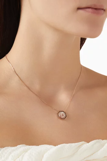 قلادة حرف تراث بدلاية حرف 'G' مرصع بالماس ذهب وردي عيار 18