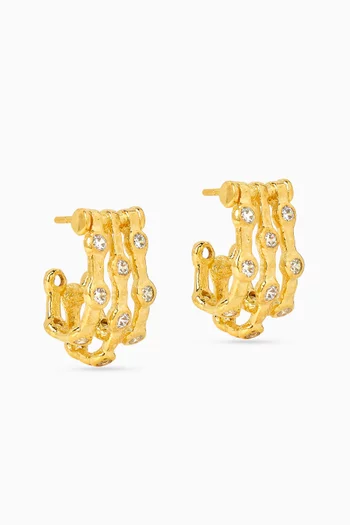 Mini Curved Wave Hoop Earrings in Gold-plated Metal