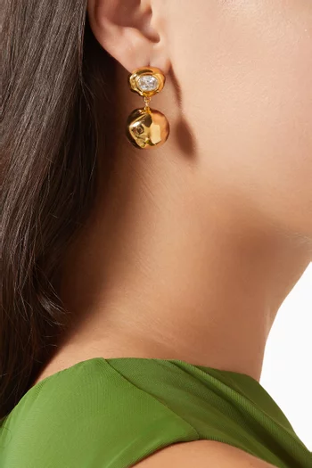 Oval Stud Drop Earrings in Gold-plated Metal