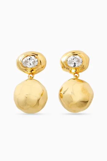 Oval Stud Drop Earrings in Gold-plated Metal