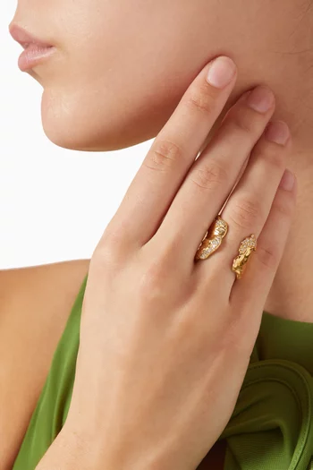 Petal Pavé Ring in Gold-plated Metal