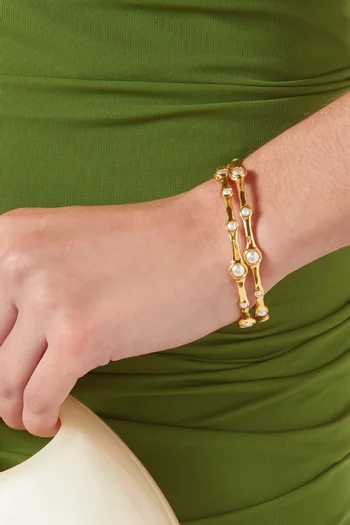 Pearl Bangles in Gold-plated Metal, Set of 2