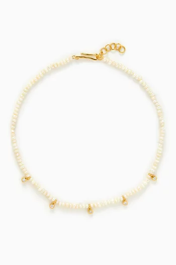 Mini Pearl Necklace in Gold-plated Metal