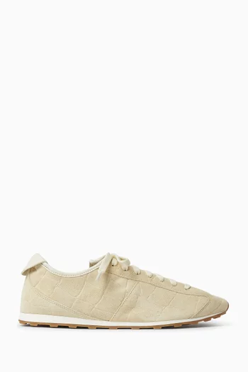 Le Tennis Sneakers in Crocodile-embossed Suede