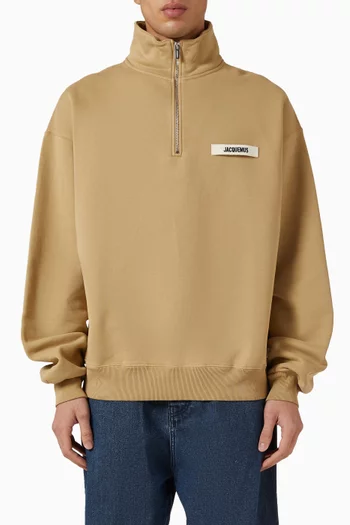 سويت شيرت بشعار الماركة بشريط مضلع قطن جيرسيه