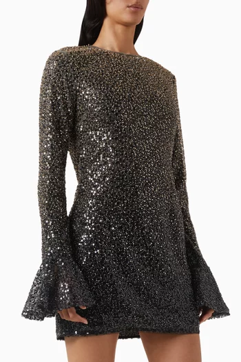 فستان قصير مطرز بالخرز