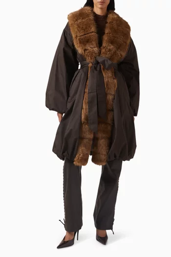 Faux Fur Collar Coat