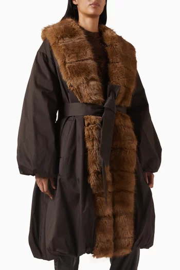 Faux Fur Collar Coat