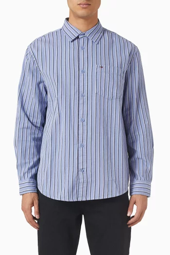 Relaxed Fit Stripe Shirt in Cotton Twill