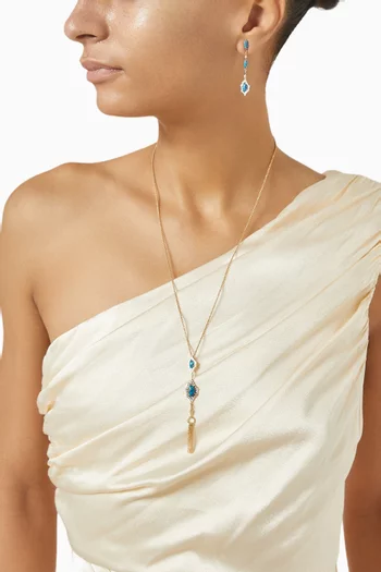 Kasbah Single Long Drop Earring in 18kt Yellow Gold