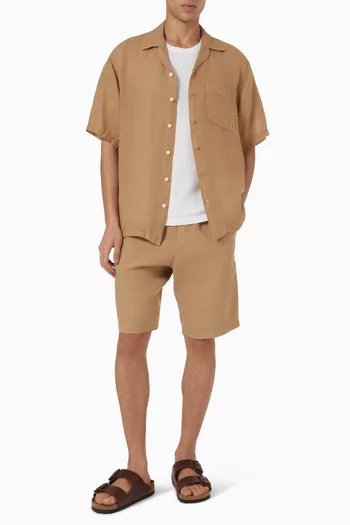 شورت برمودا بحزام خصر مطاطي كتان