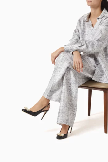 حذاء كلاسيك فارا بسير خلفي وعقدة وكعب 95 مم جلد