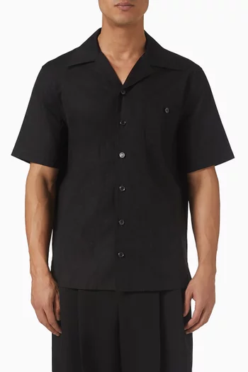 قميص هاواي بنقشة شعار الماركة بالكامل حرير تويل