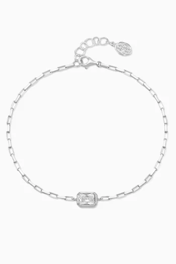 Topaz Octagon Humbug Paperclip Bracelet in Sterling Silver