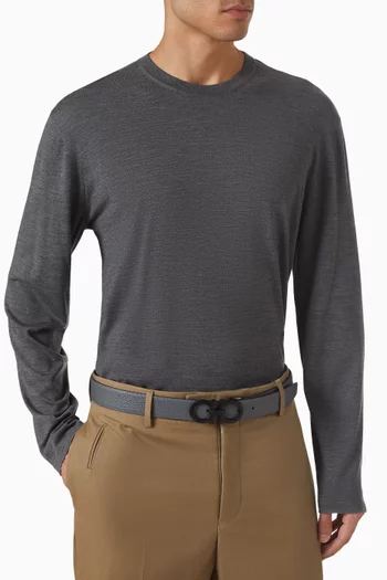 حزام بوجهين وحلية جانشيني جلد عجل