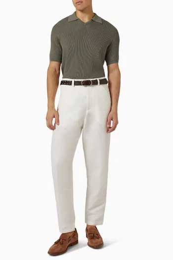 تي شيرت بولو بنسيج مضلع إنجليزي قطن