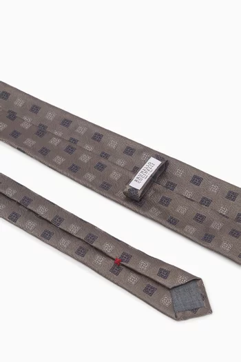 Square Pattern Neck Tie in Silk