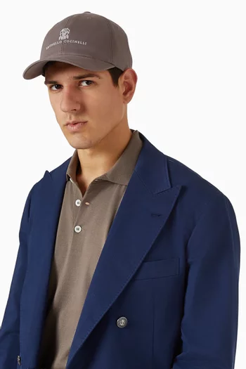 Embroidered Logo Baseball Cap in Cotton-gabardine