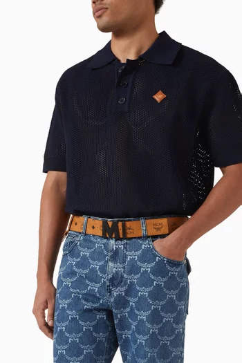 حزام كلاوس بحرف M بحواف مقوسة