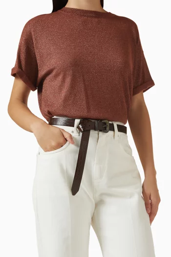 حزام جلد بنقشة جلد الحرباء