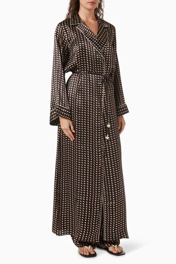 قفطان ويسترن بنقشة حرير وستان