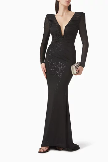 فستان سهرة بلوم قماش شبكي