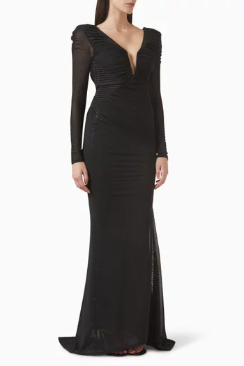 فستان سهرة بلوم قماش شبكي