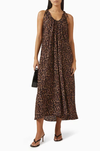 Floral Open-back Dress in Silk Blend