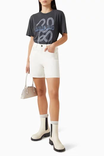 تي شيرت ليلي بطبعة أفعى قطن وجيرسيه