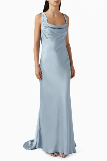 Darcy Cowl-neck Dress in Satin
