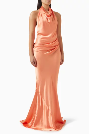 Gaia Open-back Dress in Satin