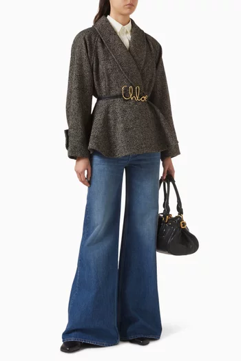 Riding Coat in Chevron Wool