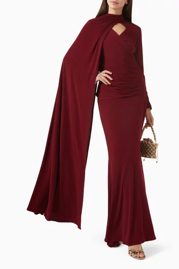 فستان بكاب وفتحة رقبة على شكل حرف V‏ جيرسيه مضلع