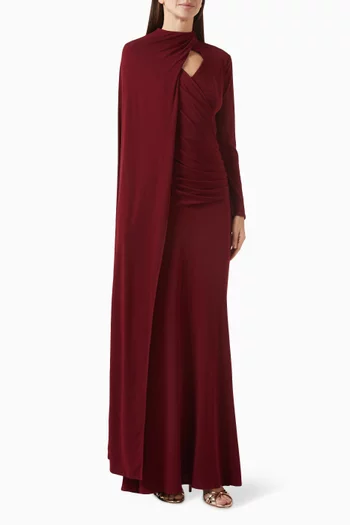 فستان بكاب وفتحة رقبة على شكل حرف V‏ جيرسيه مضلع