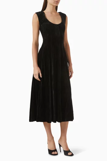 فستان ليلا متوسط الطول مخمل