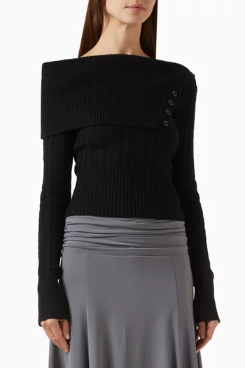 Draped Collar Sweater in Knit