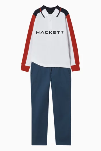 تي شيرت بولو مقسم بألوان وأكمام طويلة قطن