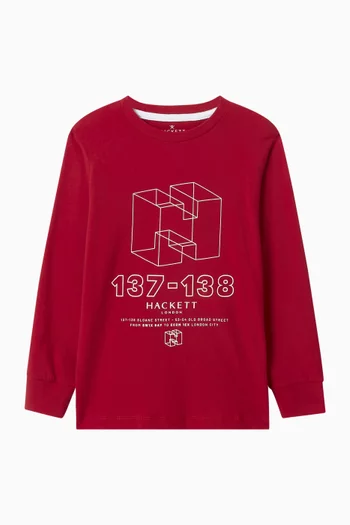 تي شيرت بأكمام طويلة وقصة كلاسيكية قطن